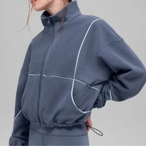 NWOT - Alo Yoga Polar Fleece Game Time Full Zip Jacket - Bluestone - XS